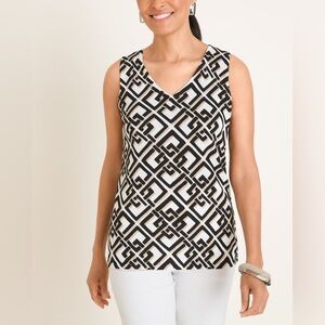 Chico's Neutral Geometric Print Sleeveless Sweater Tank Top Size 3/ XL Chic